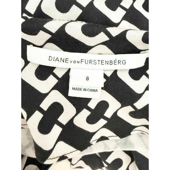 Diane Von Furstenberg DVF Reina 100% Silk V-Neck Retro Chain Link Dress Size 8 - Picture 9 of 15